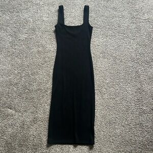 Topshop ribbed dress black